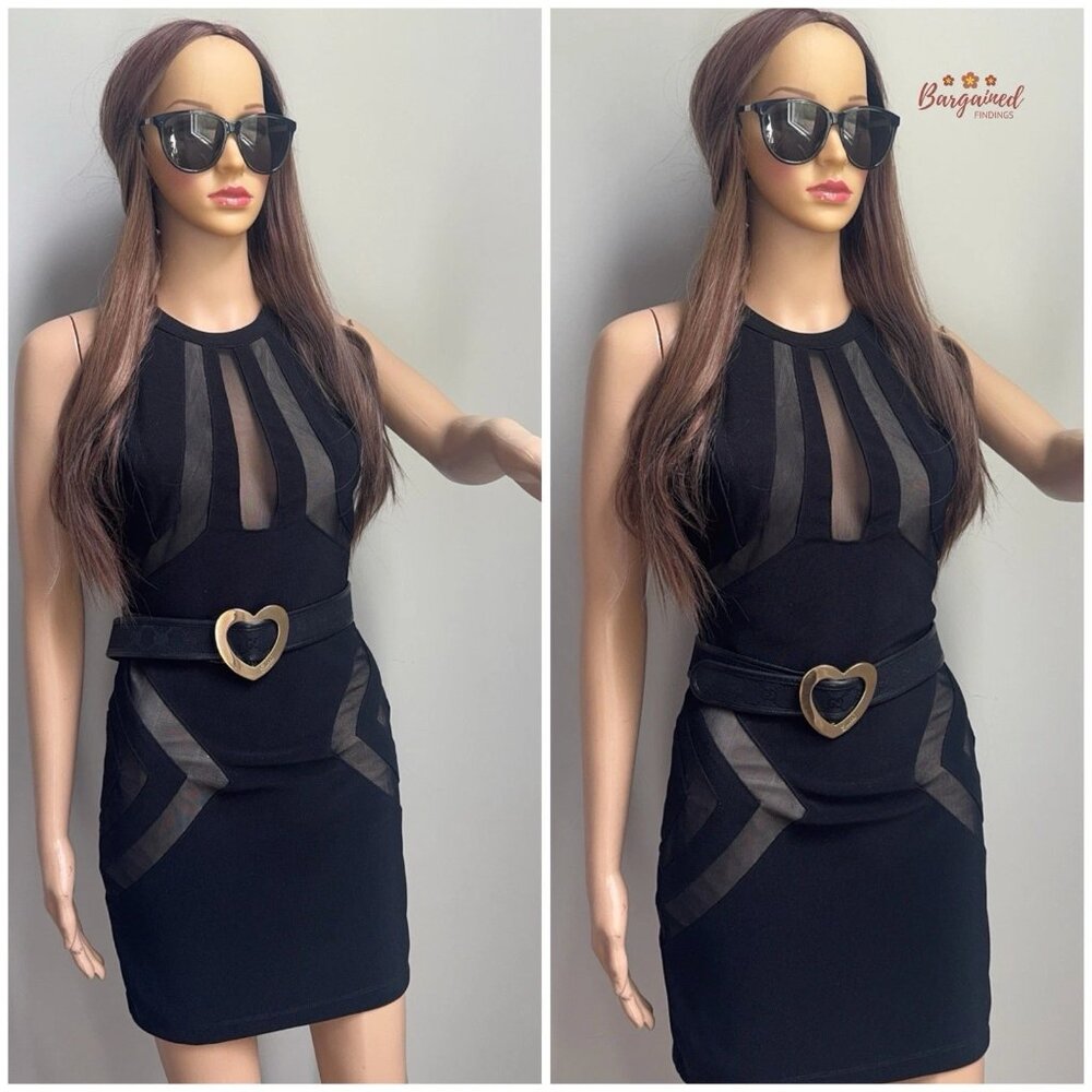 Authentic Gucci Black Monogram Canvas Leather Gold Heart Buckle Belt Size 75/30 - Picture 3 of 13